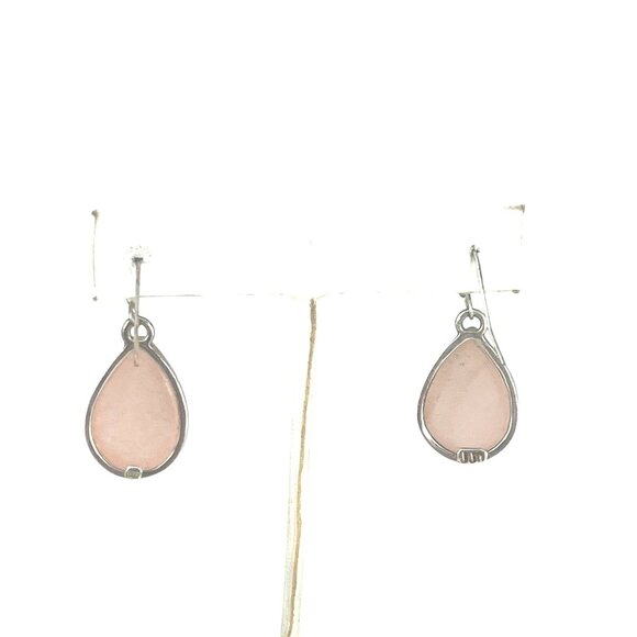 Rose Quartz Teardrop Sterling Silver Earrings Classic Gift For Her - Picture 4 of 6